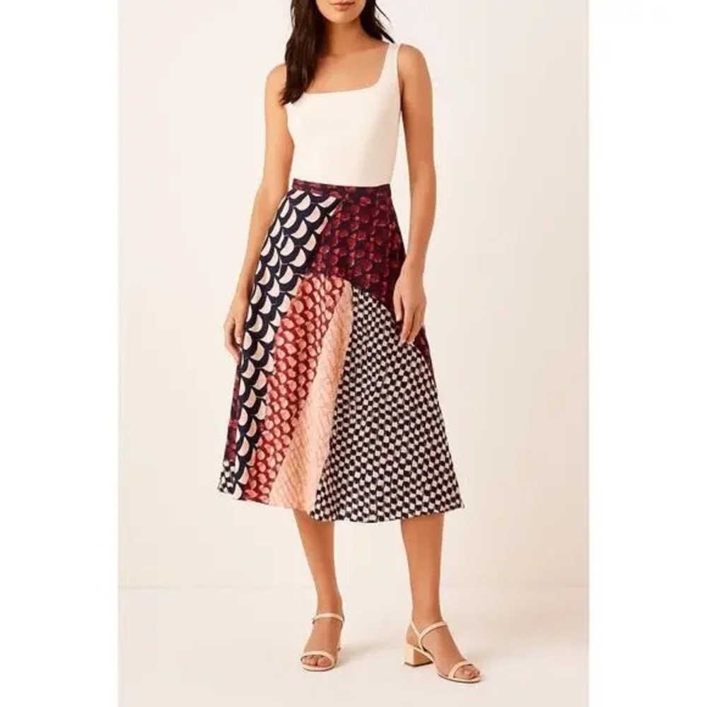 HD in Paris for Anthropologie Women's Patchwork A-Line Midi Skirt Size 4